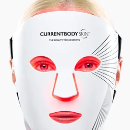 CurrentBody LED mask Series 2 worn with red lights on